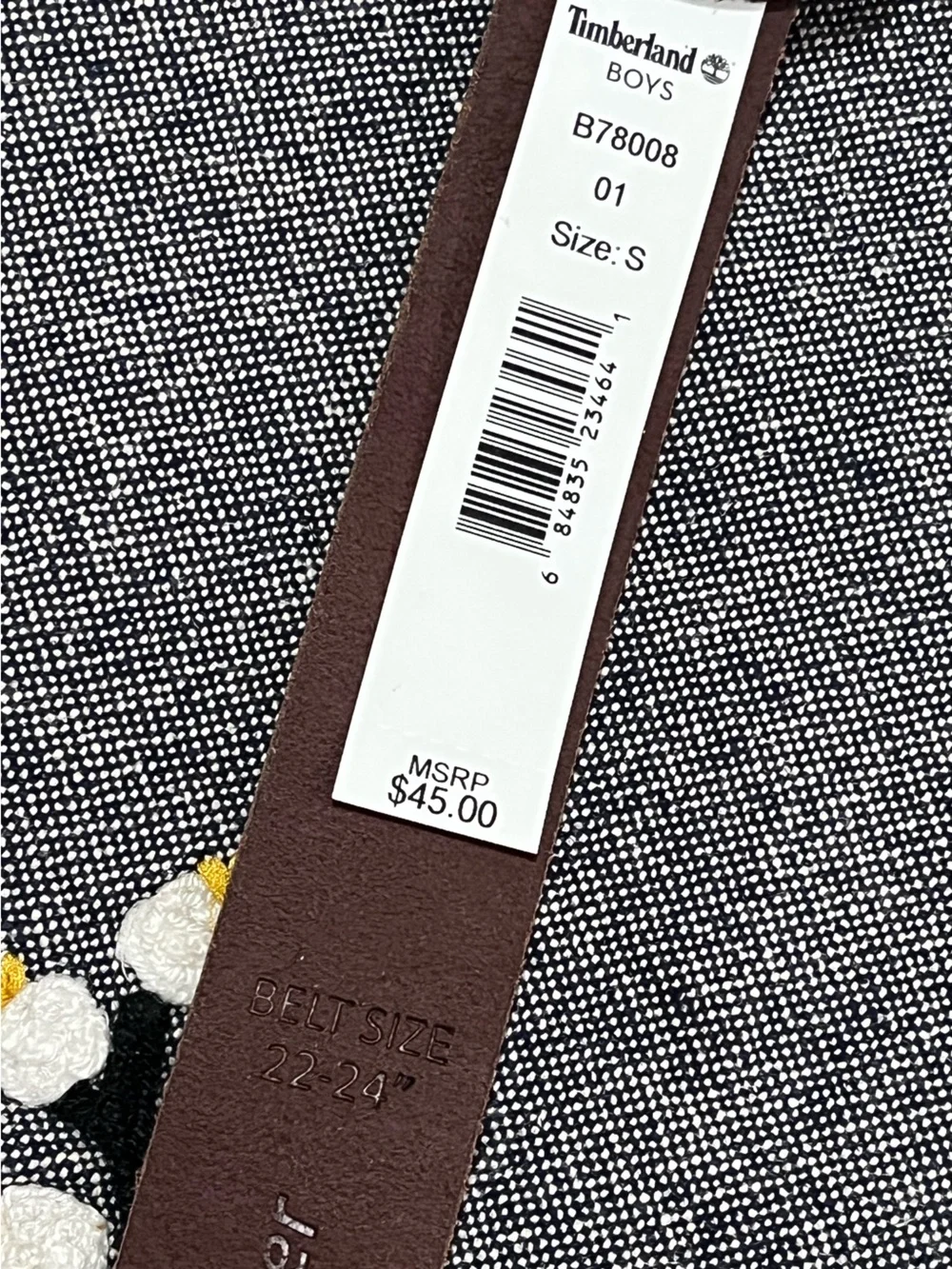 Timberland Boys Genuine Leather Belt Brown Size Small 22-24” Classic Buckle NWT